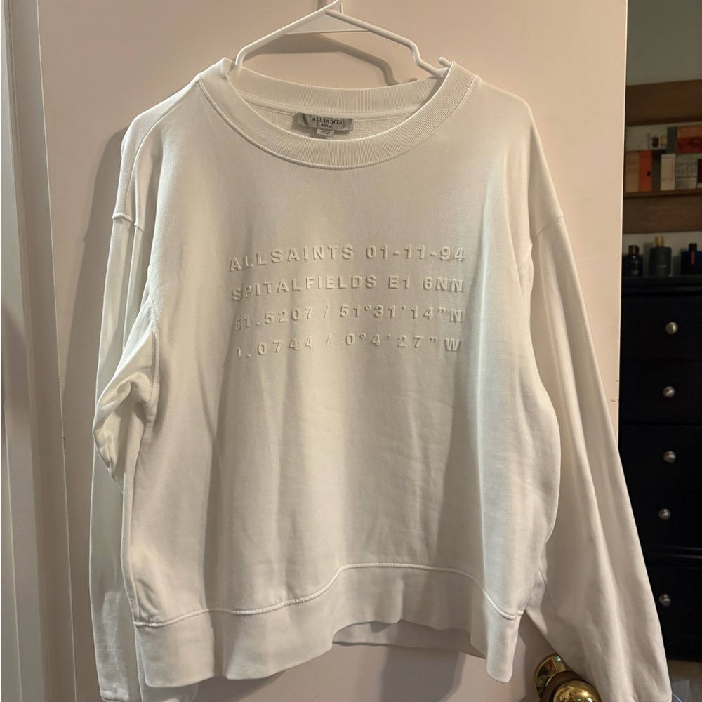AllSaints White Embossed Coordinate Crewneck Sweatshirt